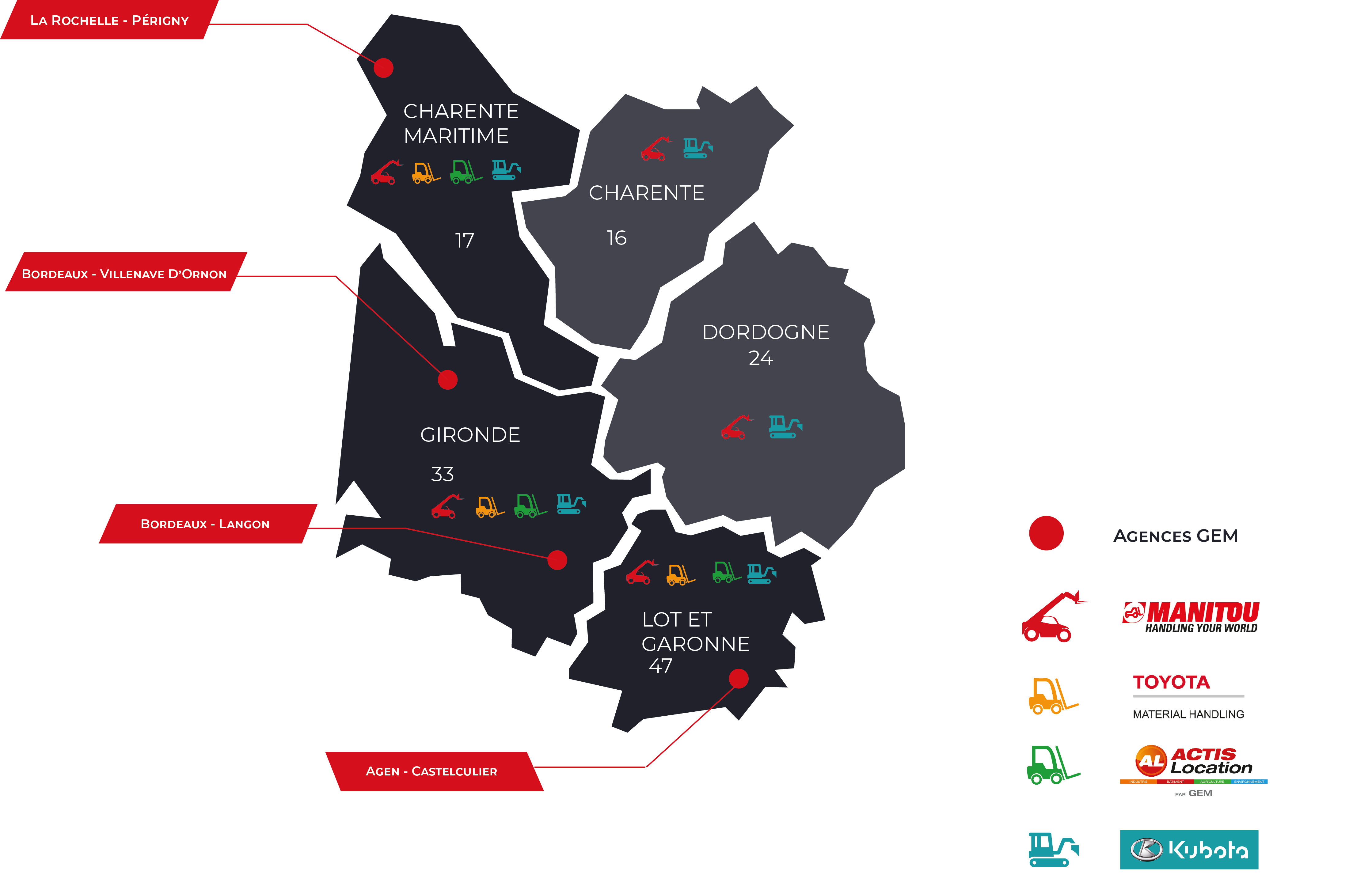 carte des nouvelles agences GEM 2022