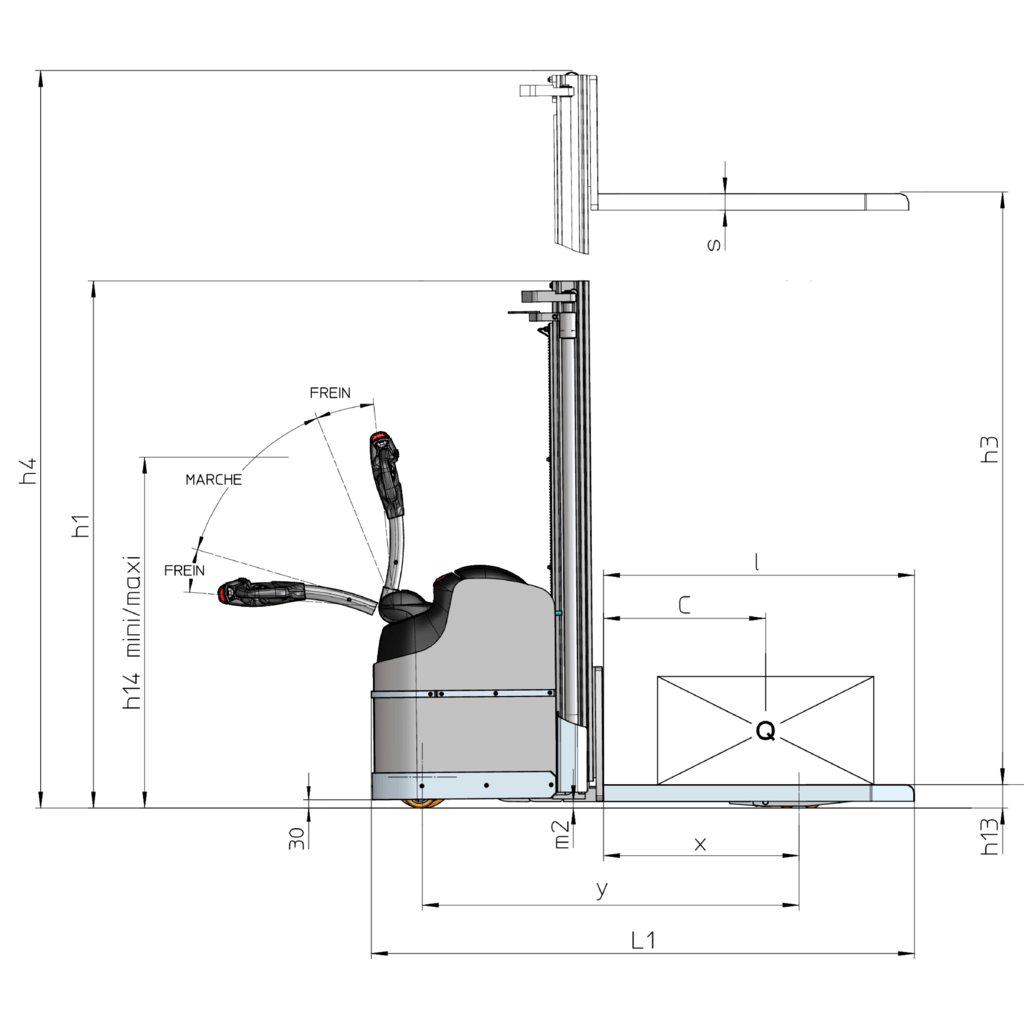Schéma encombrement vue de côté
