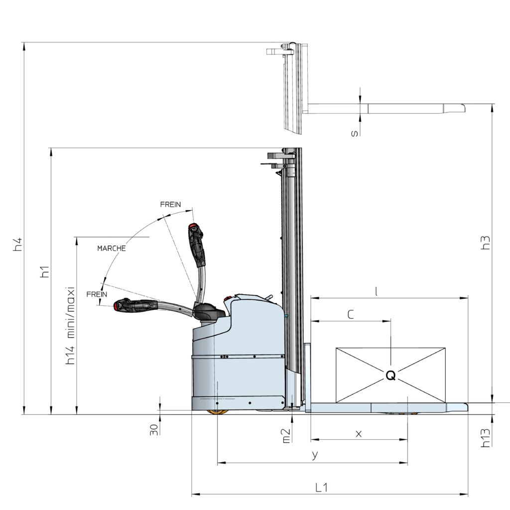 Schéma encombrement vue de côté
