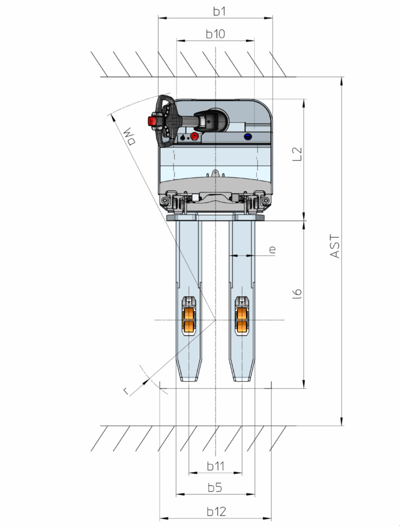 Schéma encombrement vue du dessus