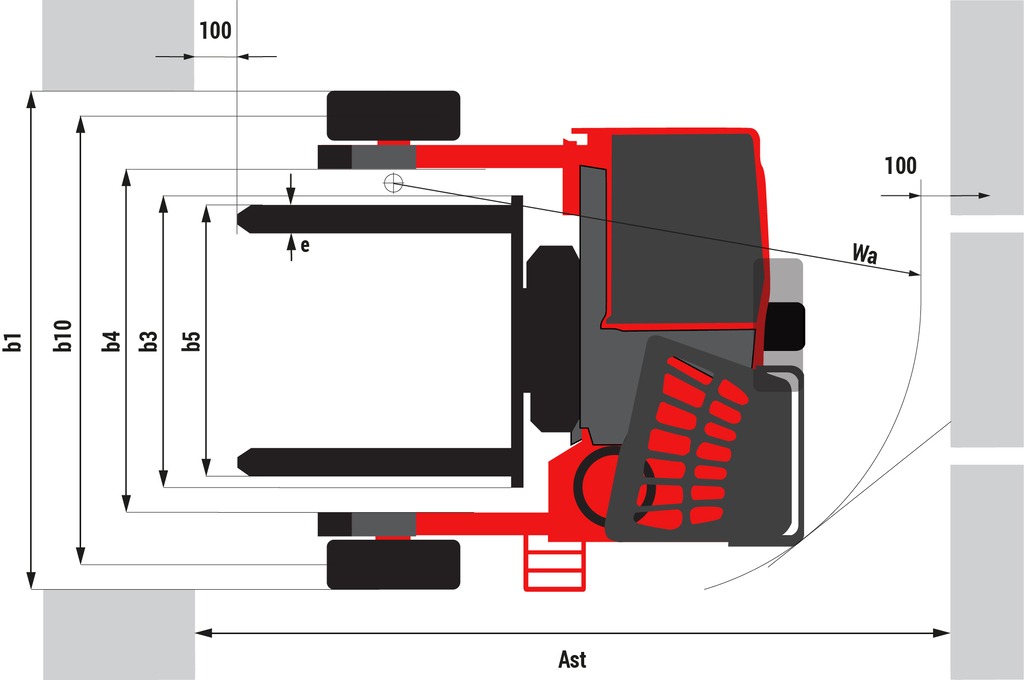 Schéma encombrement vue du dessus