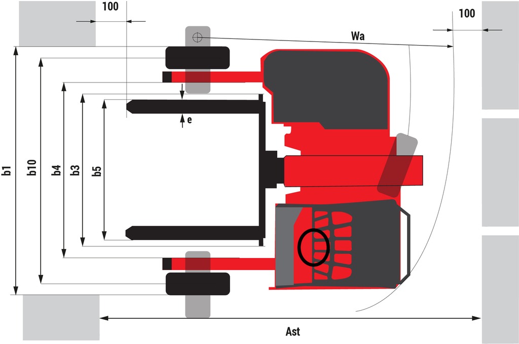 Schéma encombrement vue du dessus