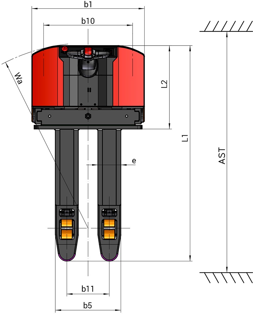 Schéma encombrement vue du dessus
