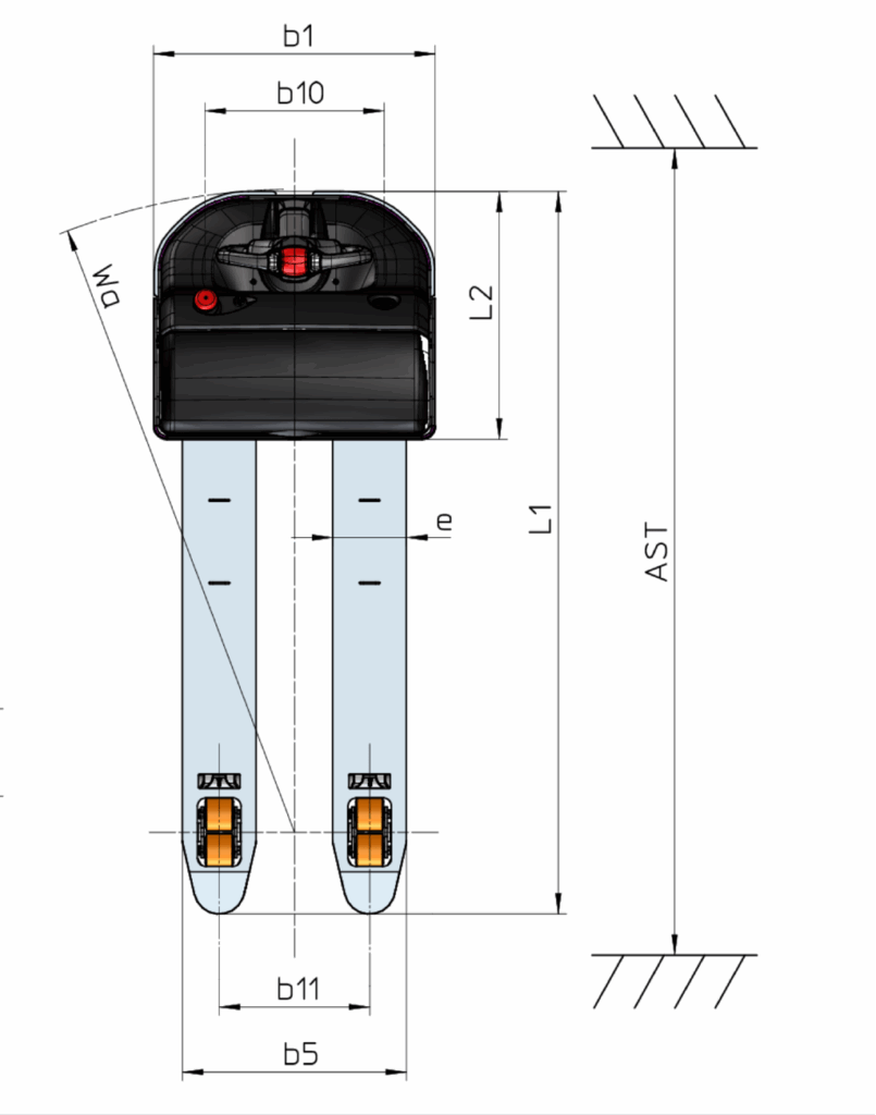 Schéma encombrement vue du dessus