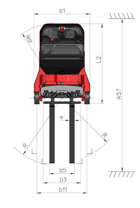 Schéma encombrement vue du dessus
