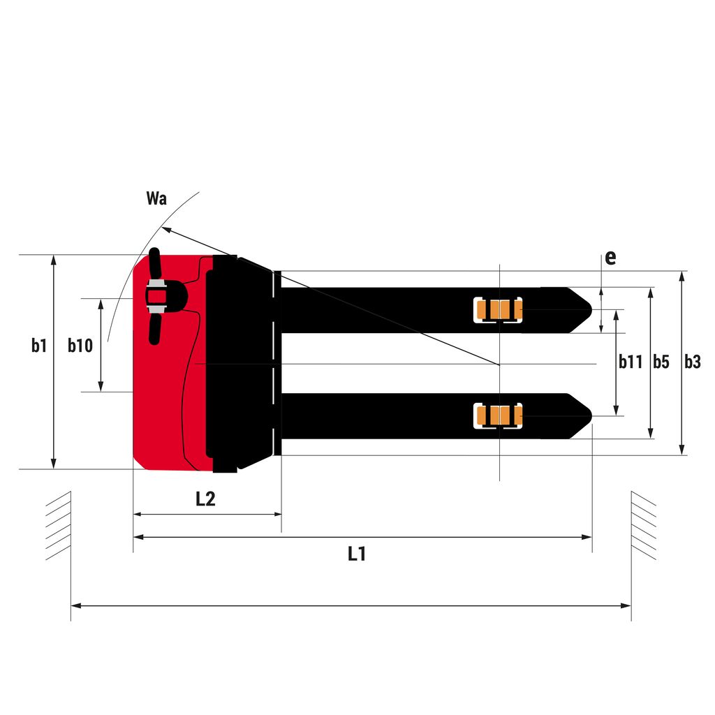 Schéma encombrement vue du dessus