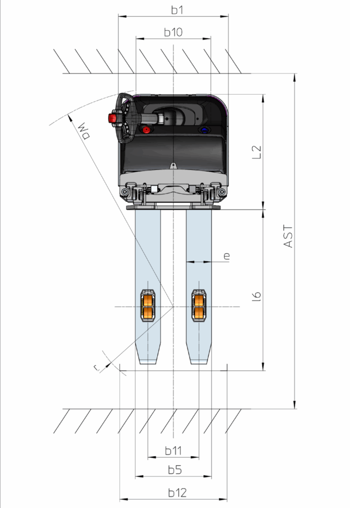 Schéma encombrement vue du dessus